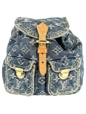 Louis Vuitton Backpack Sac a Dos PM Monogram Denim Cotton Blue Gold